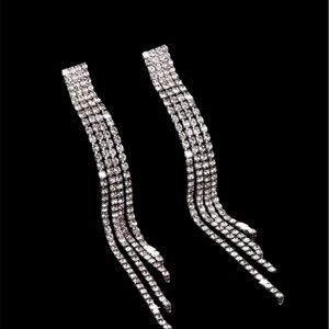 Silver Rhinestone crystal Womens Earrings